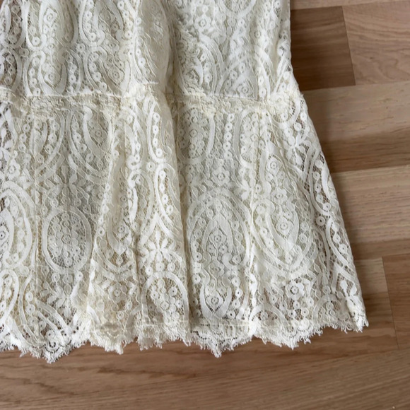 Free people Victorian Ivory Lace drop waist V-neck sleeveless mini dress Size M - Picture 5 of 12
